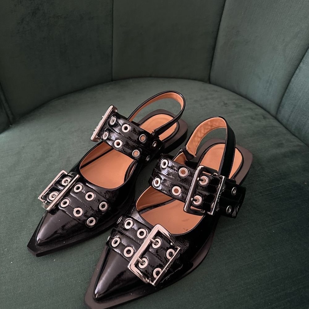 Ganni Buckle Flats